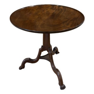 Antique Round Tilt Top Style Wooden Table With Tripod Base For Sale