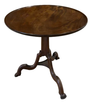 Antique Round Tilt Top Style Wooden Table With Tripod Base