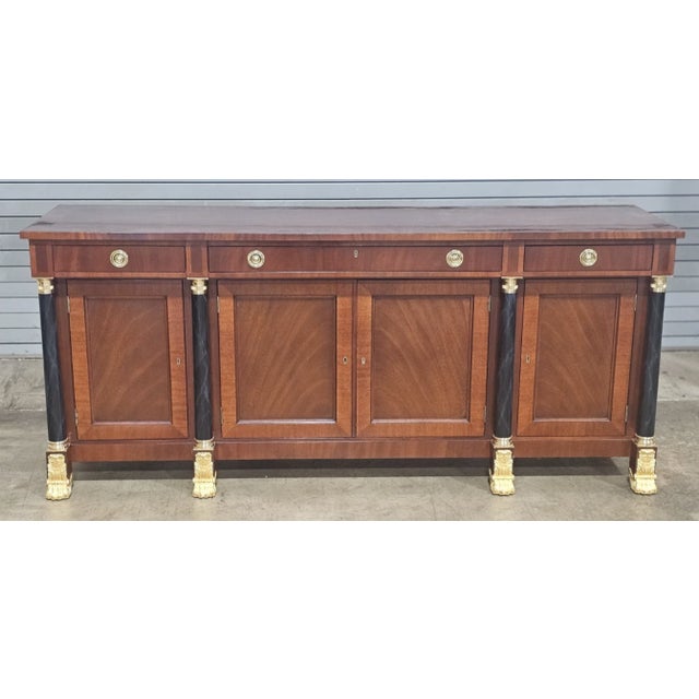 Traditional Kindel National Trust Empire Flame Mahogany Sideboard Gilt Paw Feet Faux Marble For Sale - Image 3 of 12