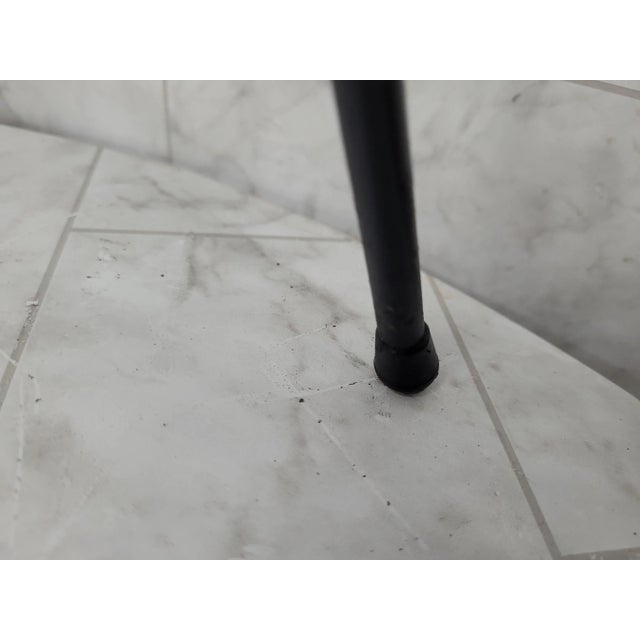 Vintage Atomic Mid Century Modern Black Iron Metal Round Accent Table For Sale - Image 6 of 11