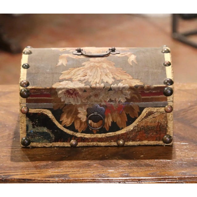 French French Aubusson Tapestry Bombé Jewelry Box Signed Jacques Lamy For Sale - Image 3 of 10