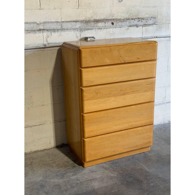 Mid-Century Modern Heywood Wakefield Stardust Maple Tallboy Chest of Drawers Mid-Century Modern 1950s For Sale - Image 3 of 10