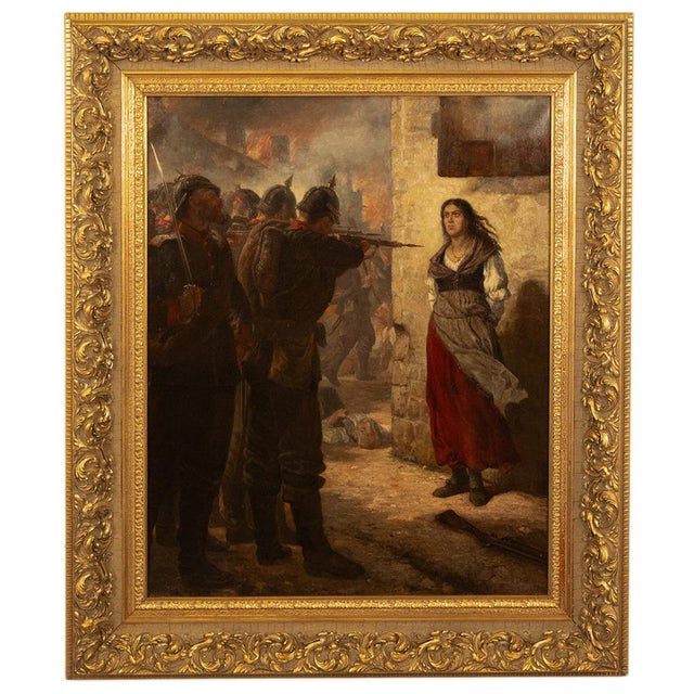 A pair of incredibly rare, very large scale historical oil on canvas paintings, Franco-Prussian War, signed and dated...