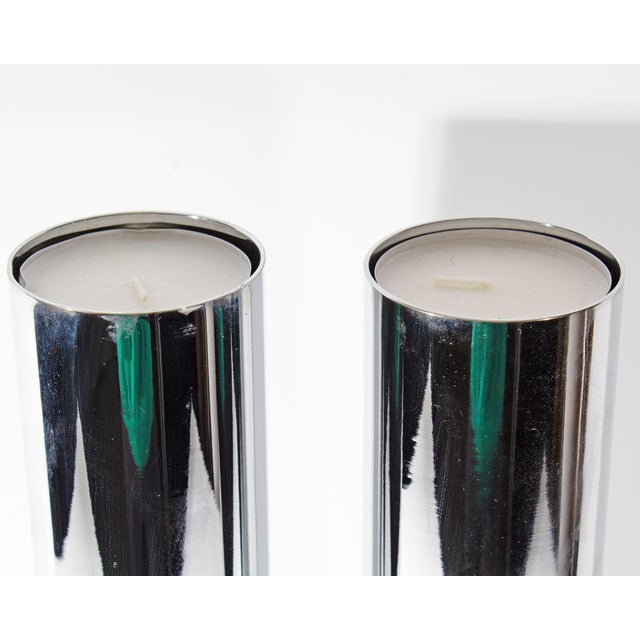 Late 20th Century Pair of Philippi Chrome Candle Holders For Sale - Image 5 of 8