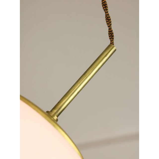 Mid-Century Modern Italian Opaline Glass and Brass Pendant Lamp For Sale - Image 10 of 16