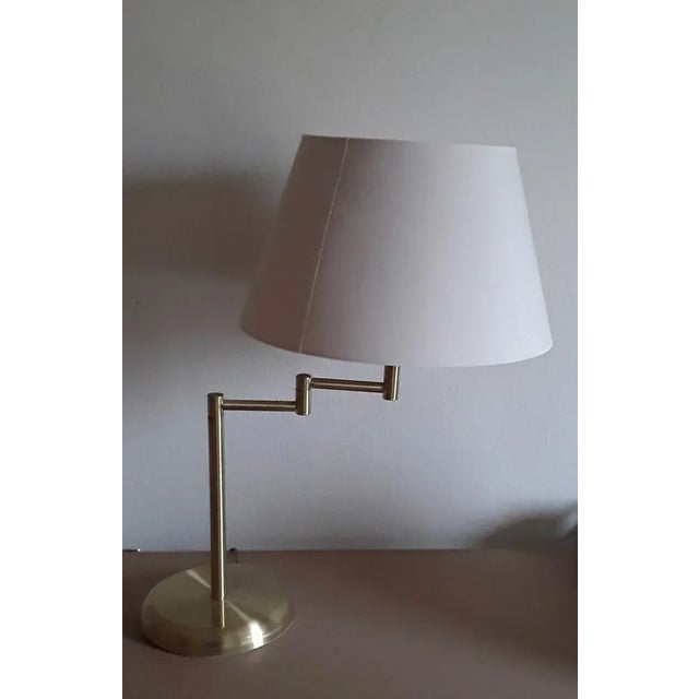 Vintage Cream and Gold Color Adjustable Table Lamp, 1980s For Sale - Image 4 of 6
