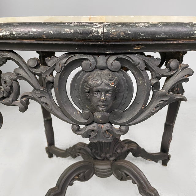 19th Century 19th Century Italian Coffee Table in Black Wood and Marble For Sale - Image 5 of 18