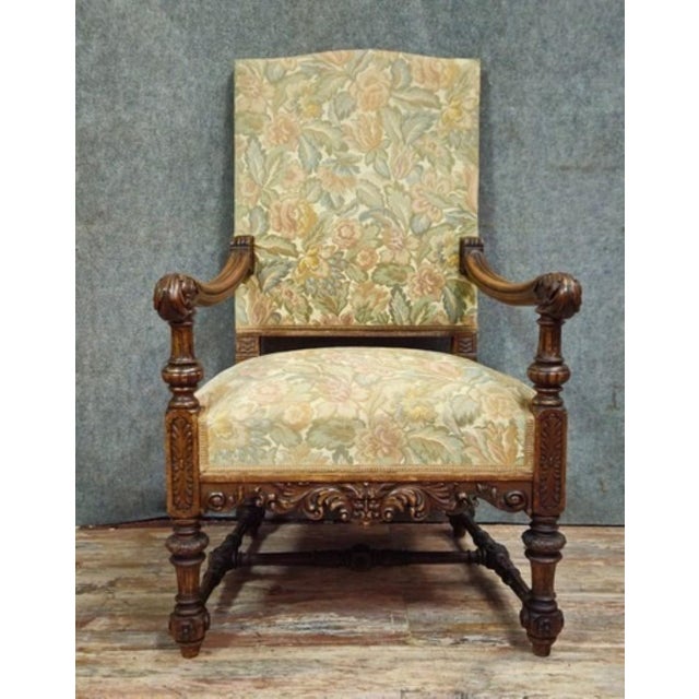 Armchair in Carved Walnut For Sale - Image 9 of 9