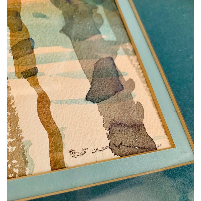 Vintage Watercolor ‘Trees, Water’ Artist Signed, Framed For Sale - Image 4 of 10