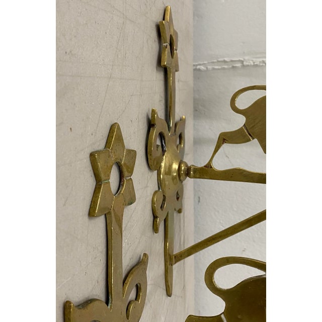 Late 19th Century Late 19th to Early 20th C. Brass Judaica Wall Brackets For Sale - Image 5 of 7