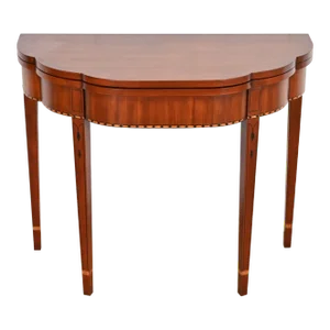 Henkel Harris Federal Inlaid Cherry Wood Flip Top Console Game Table