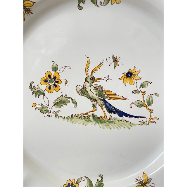 Varages Vieux Provence Green Trim Dinner Plates. Set of 6. France For Sale - Image 4 of 7