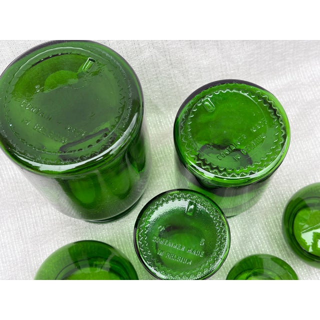Vintage Apothecary Jar Set Green Glass Belgium For Sale - Image 12 of 13
