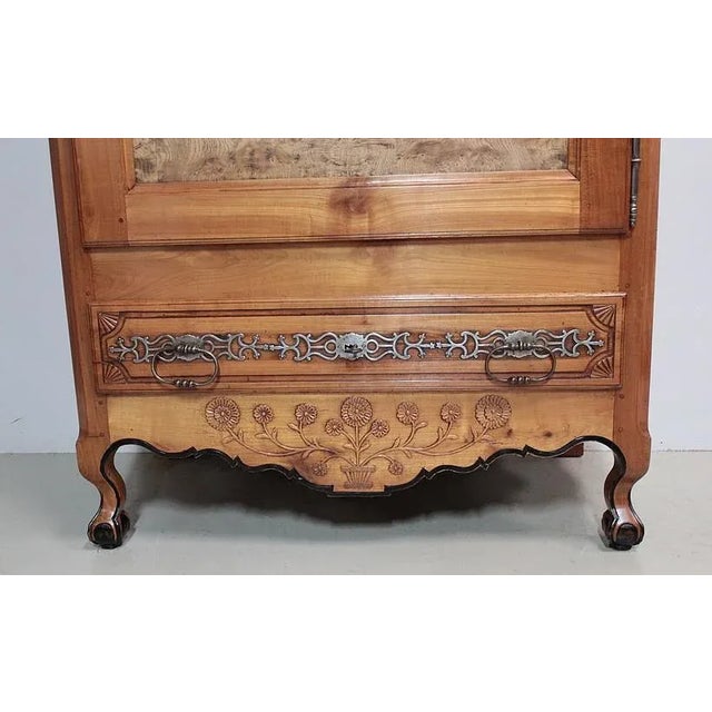 Antique Louis XV Cherry Wardrobe For Sale - Image 9 of 16