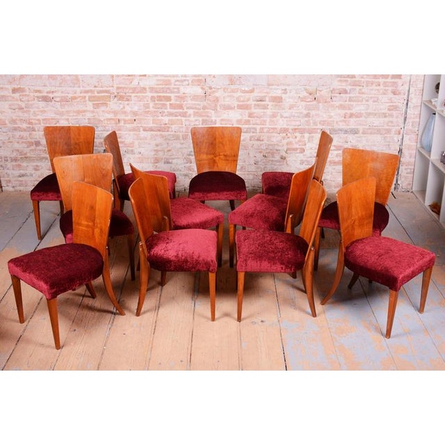 Vintage Art Deco Chairs by J. Halabala for Up Závody, Czech, 1940s, Set of 12 For Sale - Image 4 of 13