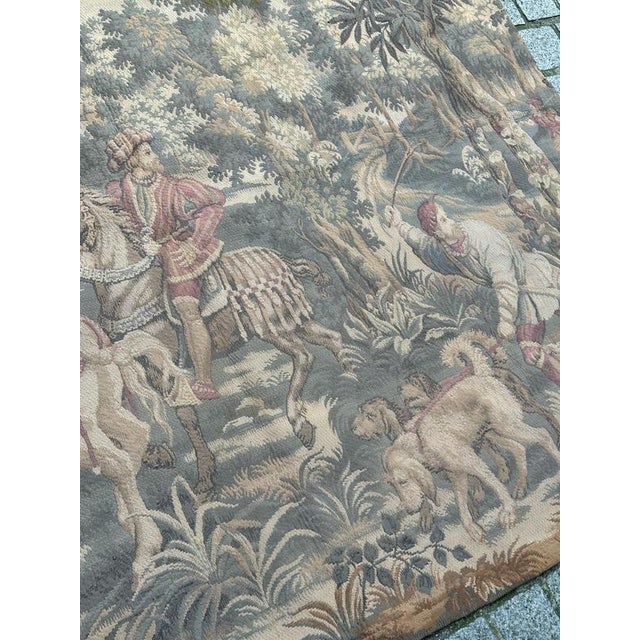 Gold Mid-Century French Jacquard Tapestry with Noble or Princely Hunt Scene, 1950s For Sale - Image 8 of 18