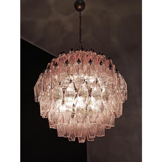 Green Spherical Murano Glass Candelier with 140 Pink Glasses For Sale - Image 8 of 18