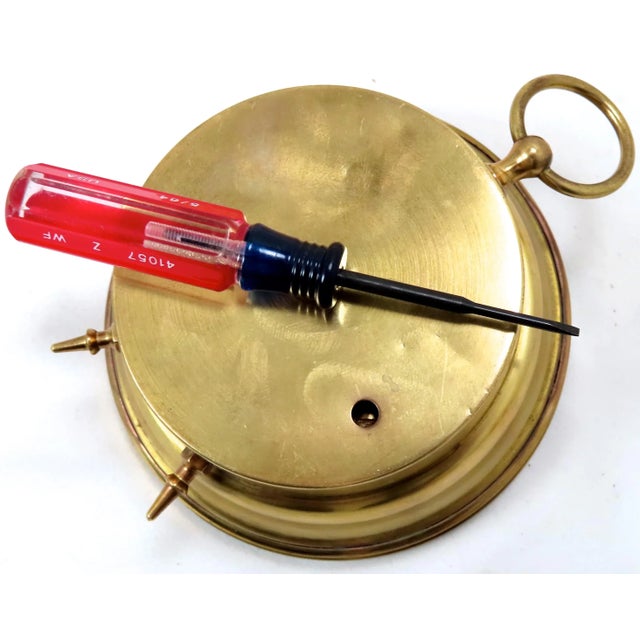 Vintage Brass Wall Mount or Desk Top Barometer Made in Germany For Sale - Image 11 of 13