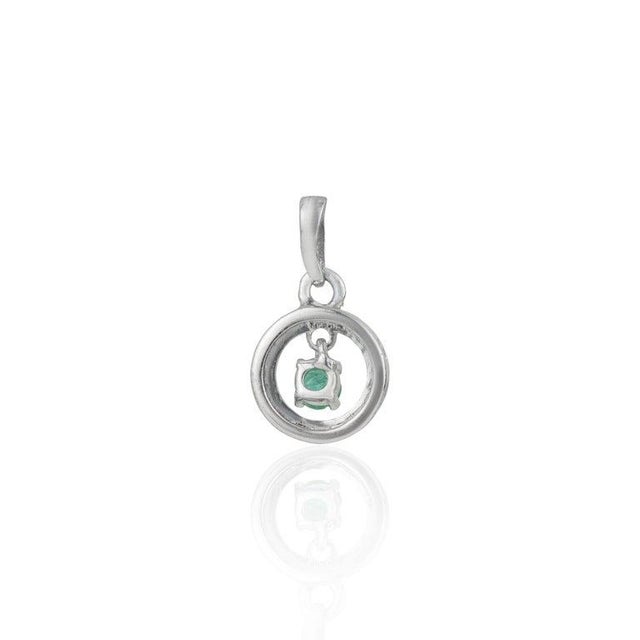 Contemporary Dainty Floating Emerald Open Circle Pendant for Her in 925 Silver For Sale - Image 3 of 12