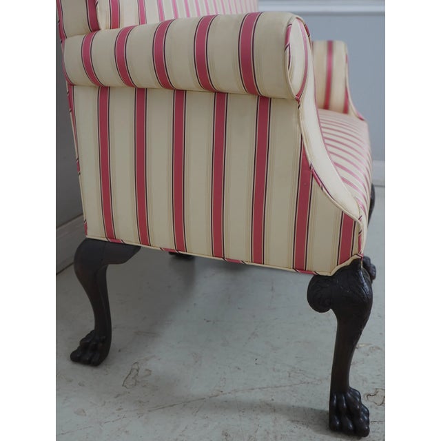 1930s Vintage Upholstered Georgian Style Rolled Arm 6 Leg Loveseat For Sale - Image 5 of 18