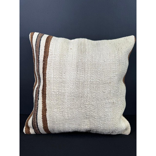 Turkish Hemp Pillow Cushion Natural Beige Brown Cushion Cover 20x20 For Sale - Image 4 of 4