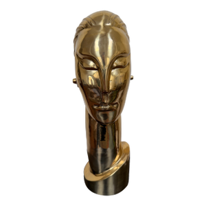Late 20th Century Balos Design Art Deco Style Brass Bust - unknown artist