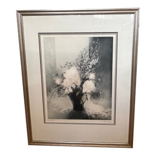 Late 20th Century France Hilon "Le Pot Bleu" Signed and Numbered Floral Lithograph - Framed For Sale