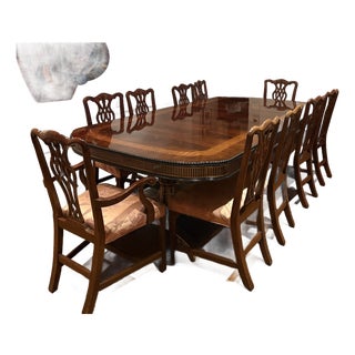 Vintage Mahoghany Dining Room Table, 10 Queen Ann Chairs For Sale