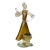 Murano Vintage Dark Amber Olive Gold Flecks Italian Art Glass Woman Farmer With Basket Figure Sculpture For Sale