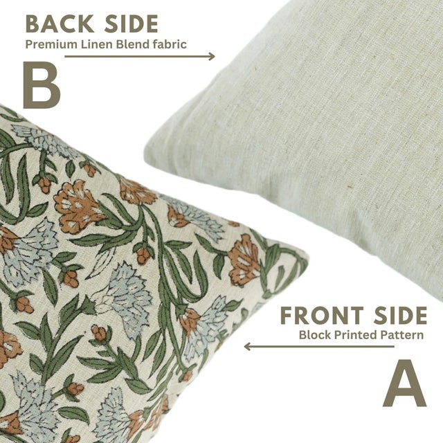 Fabdivine Thorny Stems Pattern Linen Blend Handcrafted Cushion Cover- 14x36 For Sale - Image 4 of 5