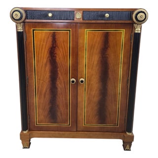 Late 20th Century Neoclassical Empire Revival Mahogany Bar Cabinet For Sale