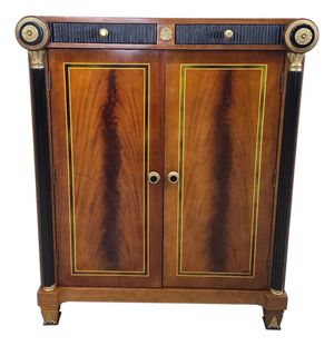 Late 20th Century Neoclassical Empire Revival Mahogany Bar Cabinet