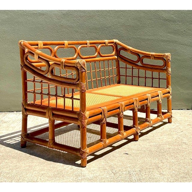 Vintage Loop Rattan Loveseat For Sale - Image 12 of 12