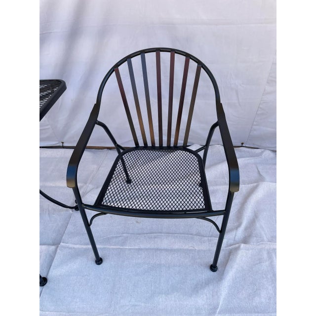 Woodard Attributed Styled After Valencia Bistro Table & 2 Chairs Iron For Sale - Image 4 of 10