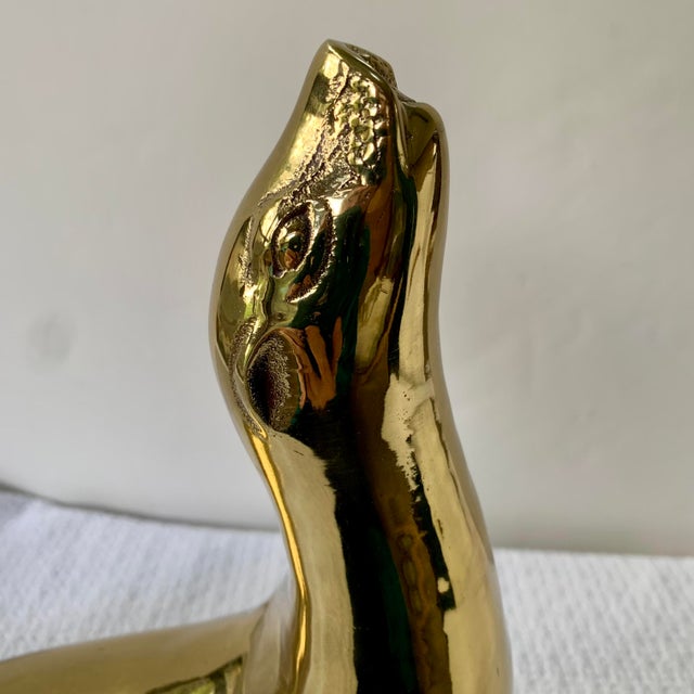 Brass 1970s Solid Brass Sea Lion Bookends, Figurines, Sarried Ltd, Large 11” High For Sale - Image 8 of 16