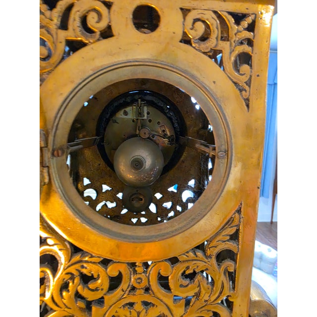 Bronze Tiffany & Co Paris Gilded Bronze Mantle Clock For Sale - Image 8 of 12