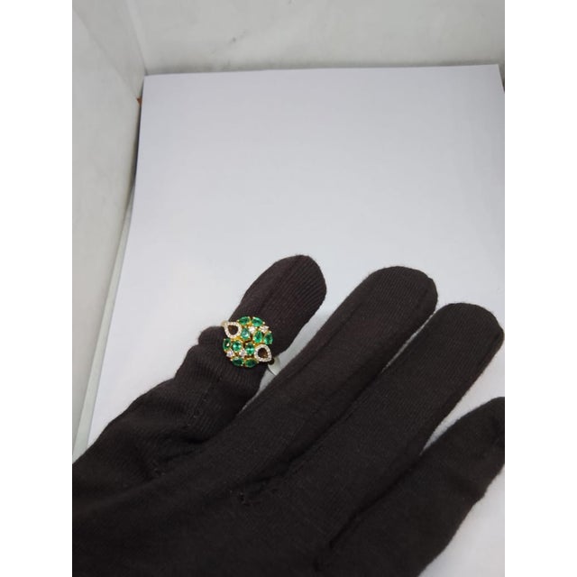 Emerald Natural 18k Gold Emerald Halo Ring With 0.21ct Diamonds, New For Sale - Image 8 of 8