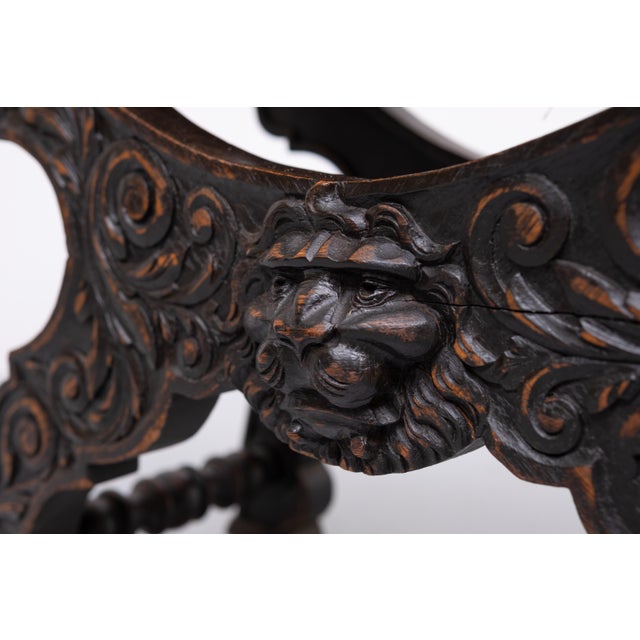 Antique Hand Carved Lions Stool, Holland, 1880 For Sale - Image 4 of 9