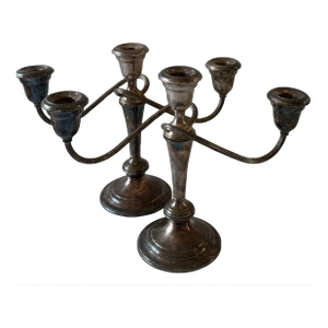 Pair of Vintage Gorham Silver Plated 3 Arm Weighted Candelabras