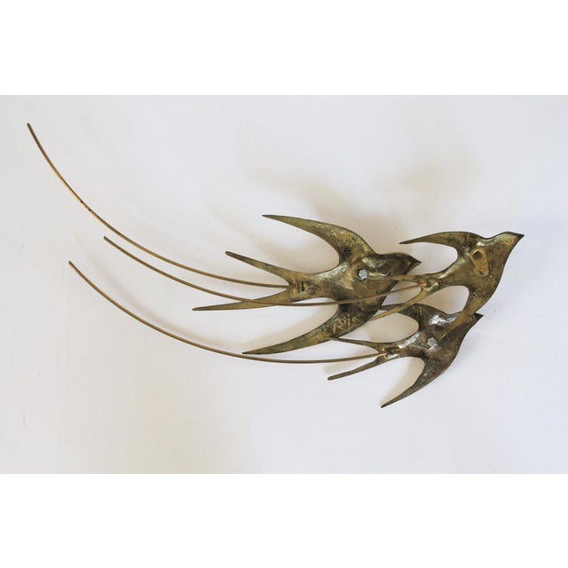 Vintage Bijan Signed Brass Swallows Wall Hanging For Sale In Milwaukee - Image 6 of 9