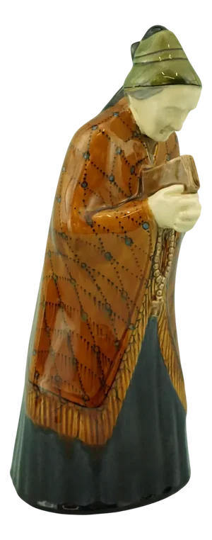 20th Century Ceramic Sculpture of a Woman with a Bible and Rosary by Michael Powolny for Wiener Keramik, Austria