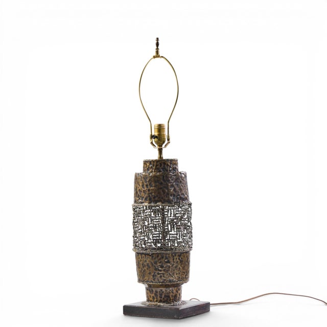 Mid-Century Modern Marcello Fantoni Mid Century Brutalist Copper Table Lamp For Sale - Image 3 of 8
