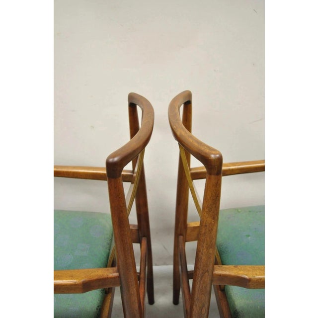 Mid-Century Modern Vintage Mid Century Modern John Stuart Style Walnut Curve Back Dining Arm Chairs, Pair For Sale - Image 3 of 11