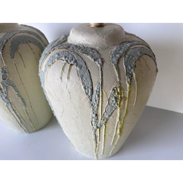 1980s 1980’s Vintage Hand-Painted Ceramic Table Lamps – A Pair/ Sold For Sale - Image 5 of 12