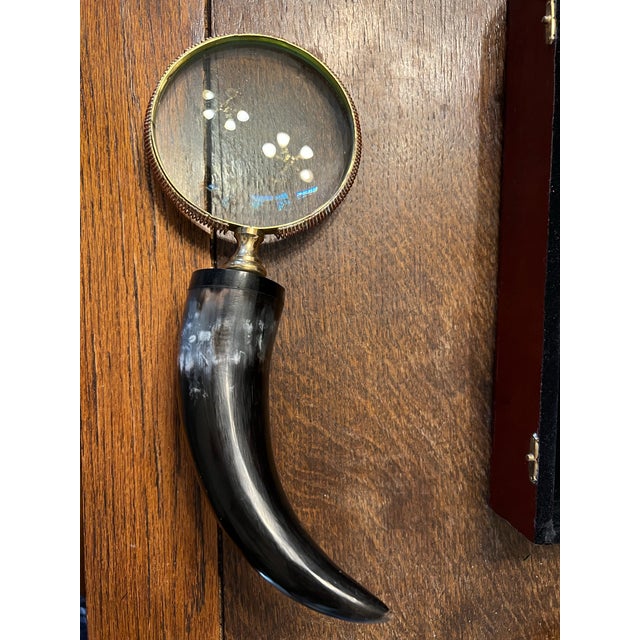 Vintage Letter Opener and Magnifying Glass With Polished Horn Handles, Copper and Brass Trim With Wood Case. For Sale - Image 12 of 12
