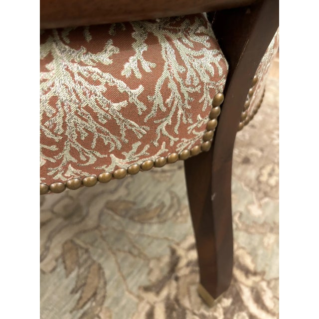 Burnt Orange Upholstered & Mahogany Club Chairs- a Pair For Sale - Image 8 of 12