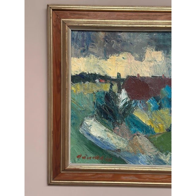 Arnold William Pedersen, Farmhouses, 1960s, Oil on Canvas, Framed For Sale - Image 9 of 18