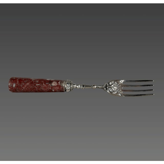 Antique Silver and Porphyry Fork, 1500s For Sale - Image 3 of 6