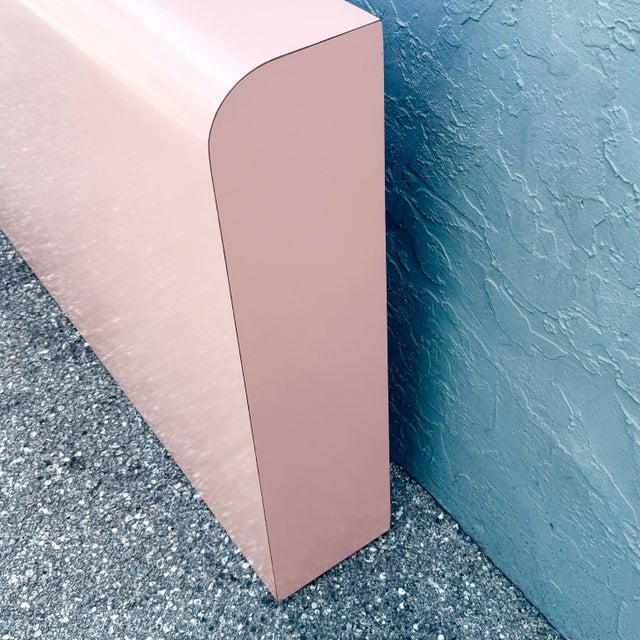 Wood Postmodern Pink Gloss Laminate Waterfall Queen Size Headboard For Sale - Image 7 of 7