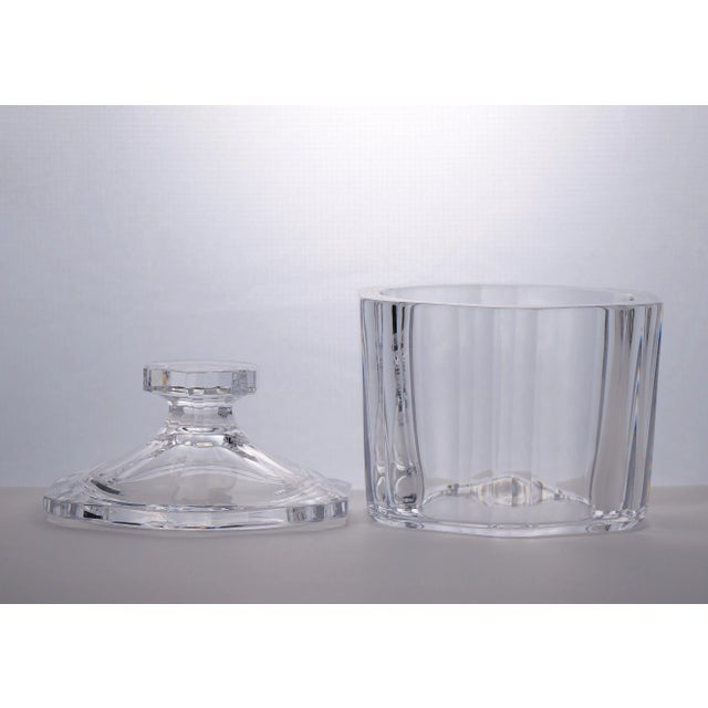 Art Deco Heavy Orrefors Sweden Cut Crystal Art Deco Style Covered Dish For Sale - Image 3 of 12